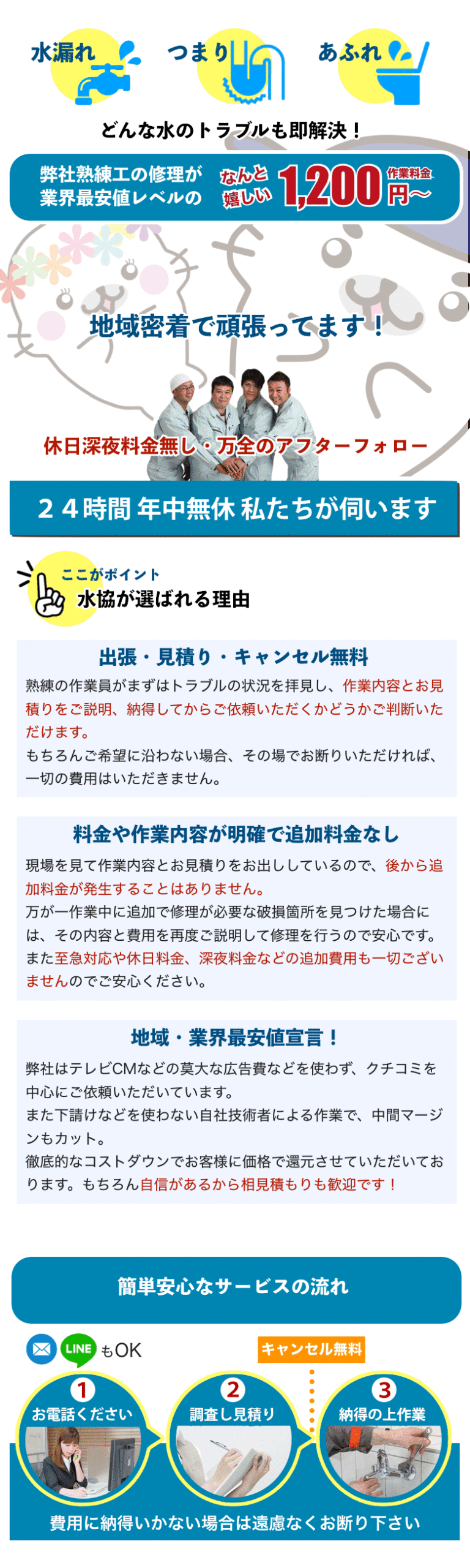 近くの水道屋つまり修理業者 枚方市